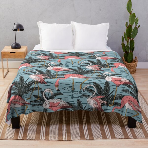 Item preview, Tropical Pink Flamingos in Blue Water designed and sold by Sally Ellington Creative.