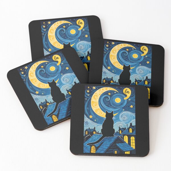 Item preview, Halloween Starry Night Black Cat Comma La Harris Funny Childless Cat Lady  designed and sold by ivotee.