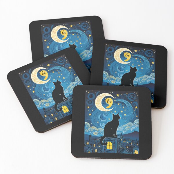 Item preview, Halloween Starry Night Black Cat Comma La Harris Funny Childless Cat Lady  designed and sold by ivotee.