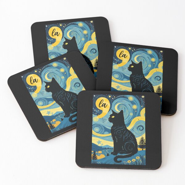 Item preview, Halloween Starry Night Black Cat Comma La Harris Funny Childless Cat Lady  designed and sold by ivotee.
