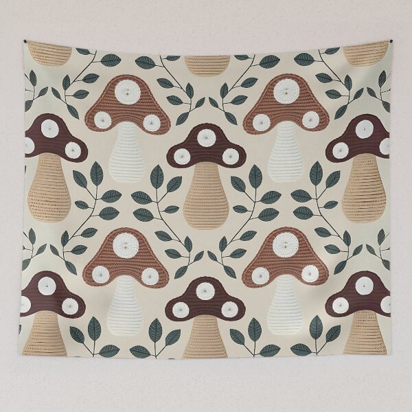Item preview, Crochet Mushroom Pattern with Green Leaves designed and sold by Dshoppin.