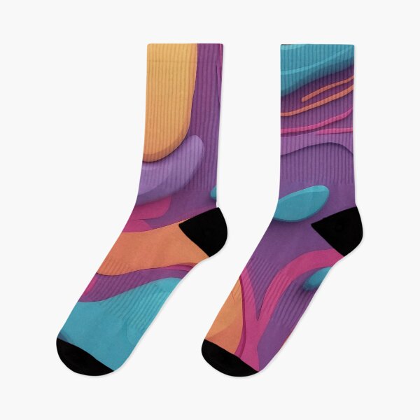 Item preview, Flowing Layers of Colourful Contours on Purple designed and sold by ArtComixHaven.