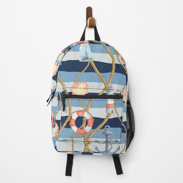 Item preview, Nautical Rope Shells Sailboat Lighthouse Anchor striped pattern designed and sold by Neeshki.
