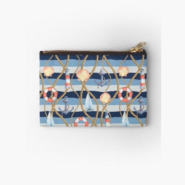 Item preview, Nautical Rope Shells Sailboat Lighthouse Anchor striped pattern designed and sold by Neeshki.