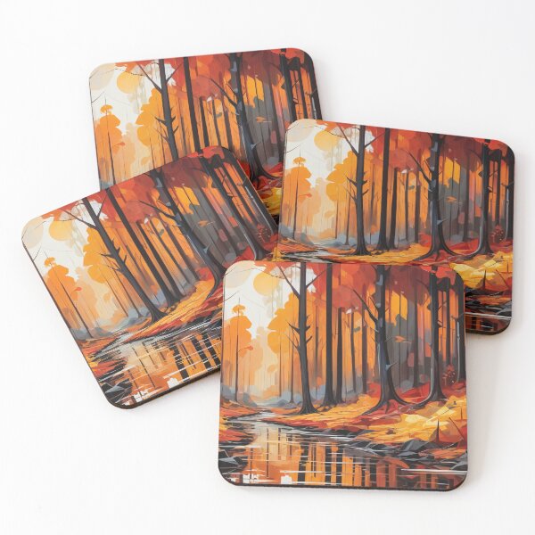 Item preview, Autumn Blaze Forest | Cubism Inspired Vibrant Abstract Art Piece designed and sold by artsolist.