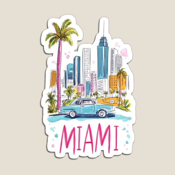 Item preview, Miami Florida Skyline - Lineart  designed and sold by GoodOldVintage.