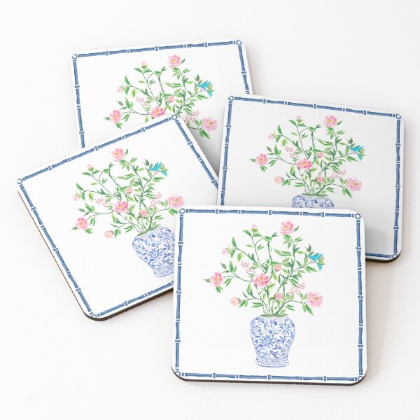 Item preview, Chinoiserie Flower Bouquet with Bird and bamboo frame designed and sold by Yunihadi.
