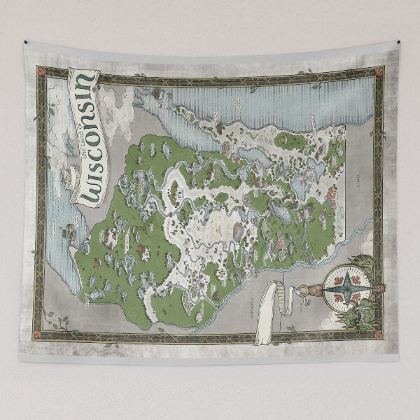Item preview, Fantasy Map of Wisconsin designed and sold by Tomi Hill.