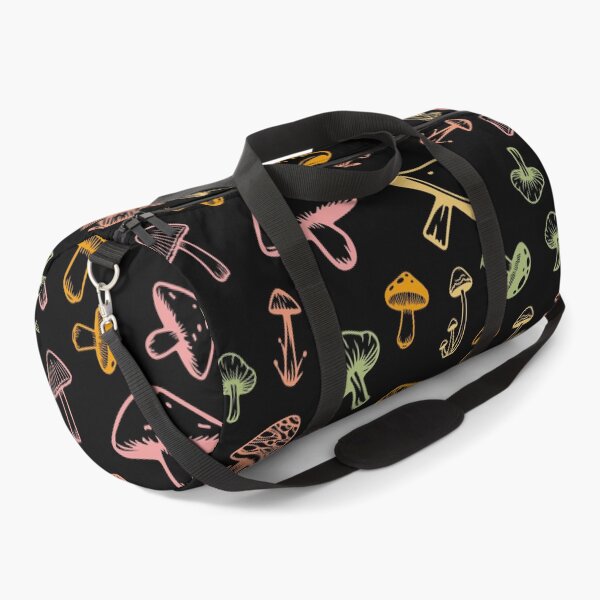 Item preview, Mushrooms pattern - dark black - retro vintage colors forest theme foraging woods goblincore shrooms forestcore designed and sold by Fantasy Cache.