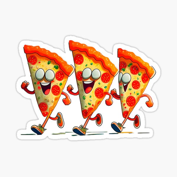 Vista previa del artículo con la obra «Pizza corriendo», diseñado y vendido por JumWow.