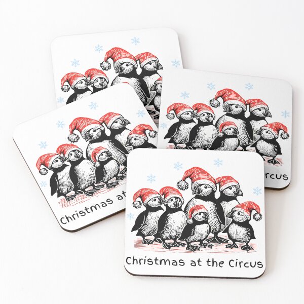 Item preview, Puffins in Hat Funny Christmas - Christmas at the Circus - Minimalist Animal Art designed and sold by BeaverFriends.