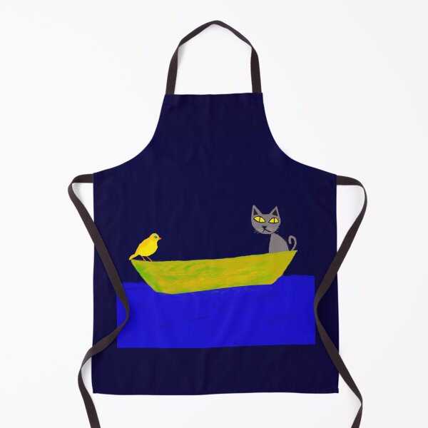 Item preview, Cat and bird in a boat at midnight designed and sold by Jitterbird.