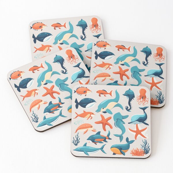 Item preview, Hand-Drawn Flat Design Sea Animals Collection designed and sold by hjian8219.