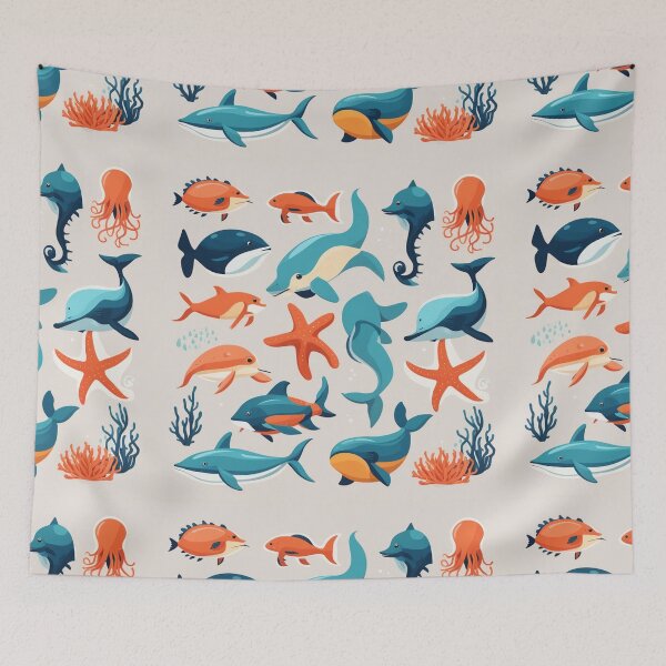 Item preview, Hand-Drawn Flat Design Sea Animals Collection designed and sold by hjian8219.