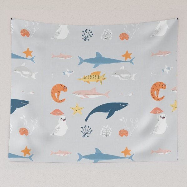 Item preview, Hand-Drawn Flat Design Sea Animals Collection designed and sold by hjian8219.
