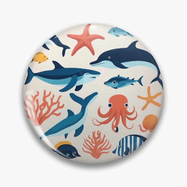 Item preview, Hand-Drawn Flat Design Sea Animals Collection designed and sold by hjian8219.