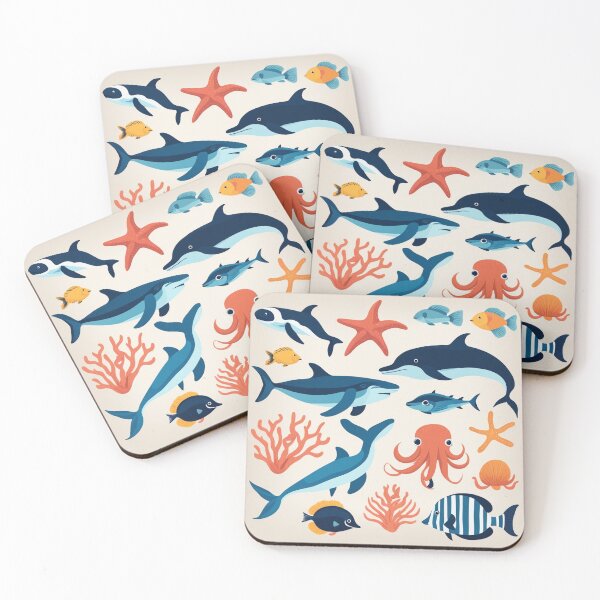 Item preview, Hand-Drawn Flat Design Sea Animals Collection designed and sold by hjian8219.