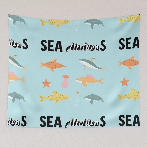 Item preview, Hand-Drawn Flat Design Sea Animals Collection designed and sold by hjian8219.