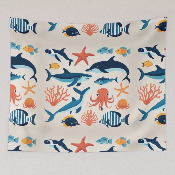 Item preview, Hand-Drawn Flat Design Sea Animals Collection designed and sold by hjian8219.