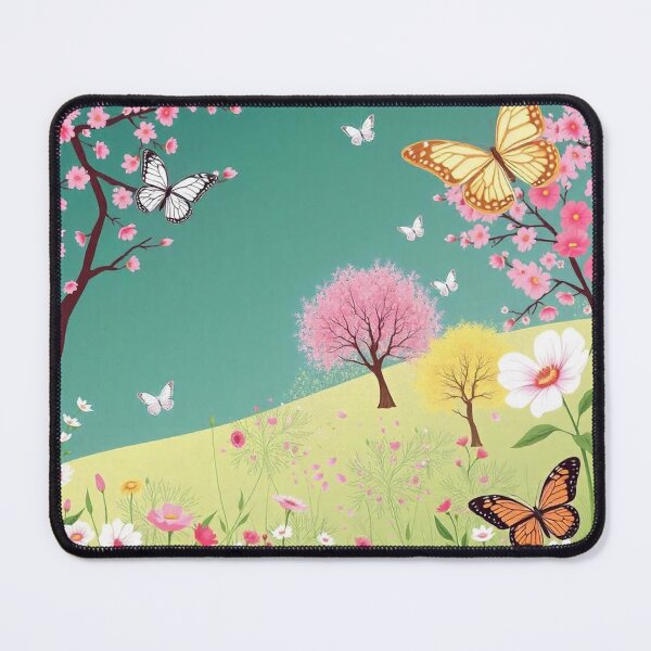 Item preview, Spring Season Background with Flowers, Trees, and Butterflies - Vector Illustration designed and sold by hjian8219.