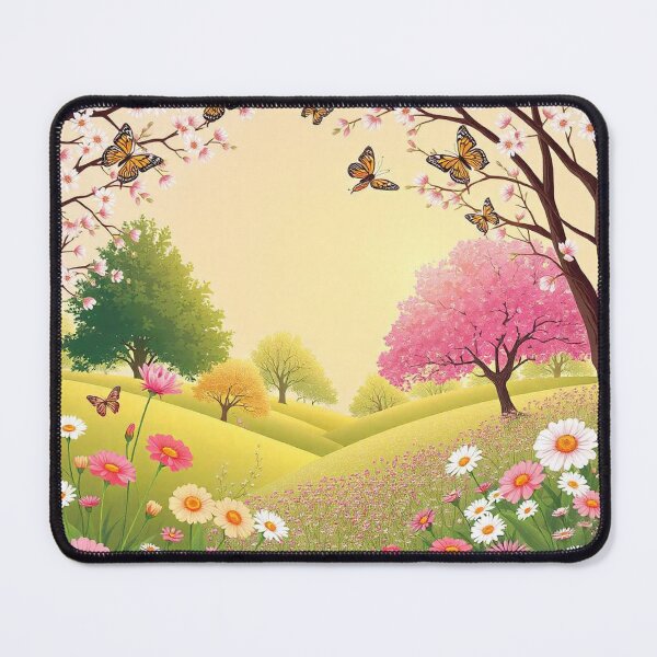 Item preview, Spring Season Background with Flowers, Trees, and Butterflies - Vector Illustration designed and sold by hjian8219.