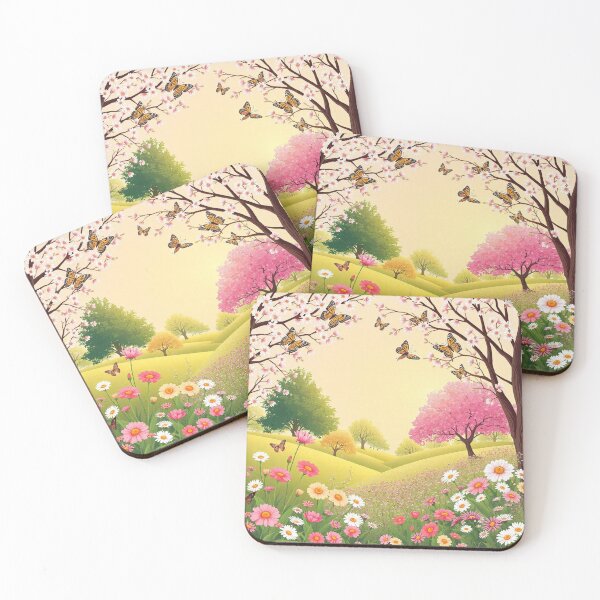 Item preview, Spring Season Background with Flowers, Trees, and Butterflies - Vector Illustration designed and sold by hjian8219.