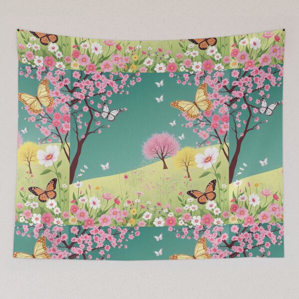 Item preview, Spring Season Background with Flowers, Trees, and Butterflies - Vector Illustration designed and sold by hjian8219.