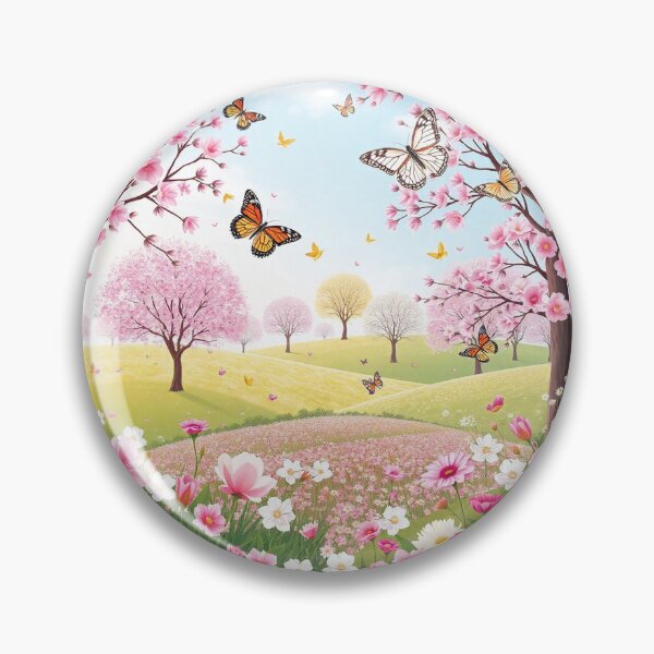 Item preview, Spring Season Background with Flowers, Trees, and Butterflies - Vector Illustration designed and sold by hjian8219.