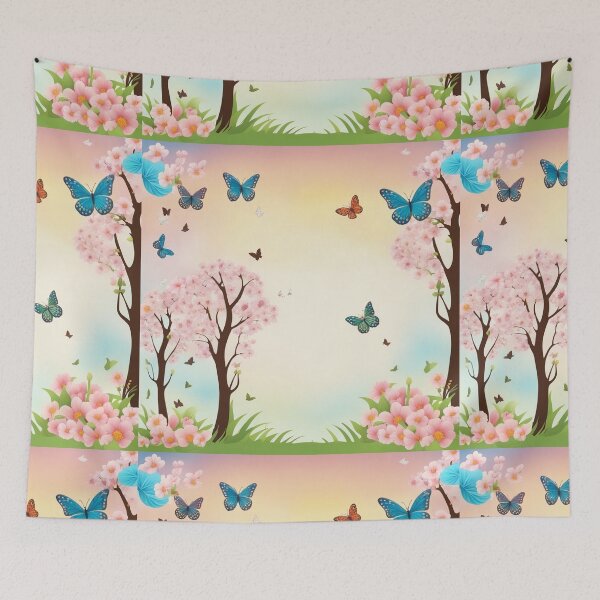 Item preview, Spring Season Background with Flowers, Trees, and Butterflies - Vector Illustration designed and sold by hjian8219.