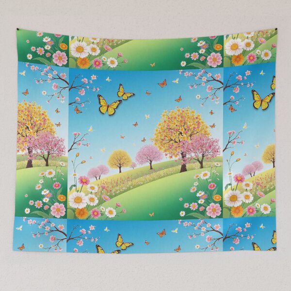 Item preview, Spring Season Background with Flowers, Trees, and Butterflies - Vector Illustration designed and sold by hjian8219.