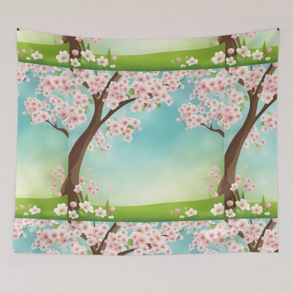 Item preview, Spring Season Background with Flowers, Trees, and Butterflies - Vector Illustration designed and sold by hjian8219.