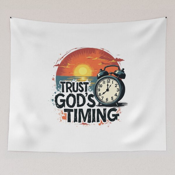 Item preview, Trust God's Timing, Clock, Sunset Art designed and sold by Faithloveshop.