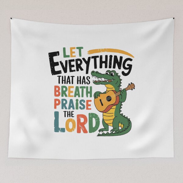 Item preview, Let Everything that Has Breath Praise The Lord, Crocodile with Guiter Art designed and sold by Faithloveshop.