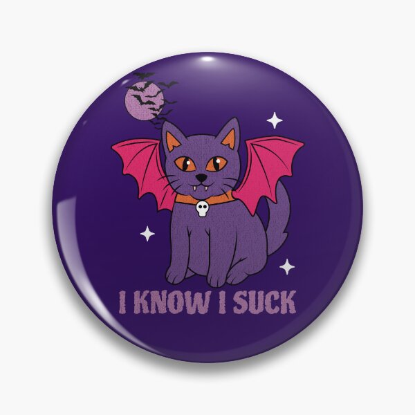 Item preview, I Know I Suck, Cute Halloween Cat with Bat Wings and Fangs designed and sold by Mariana Piana.