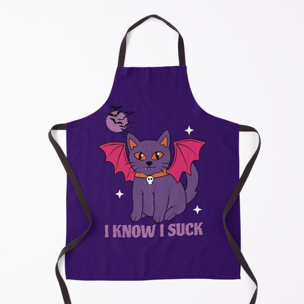 Item preview, I Know I Suck, Cute Halloween Cat with Bat Wings and Fangs designed and sold by Mariana Piana.