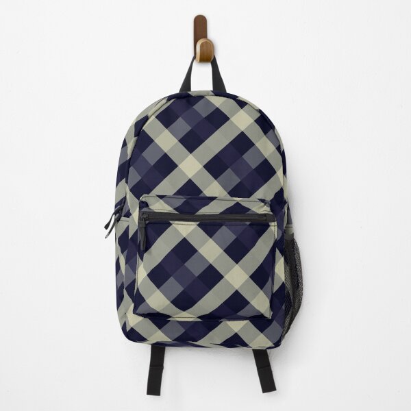 Item preview, Navy Blue, Light Beige, and Deep Charcoal Diagonal Gingham Pattern Design designed and sold by ModdiesColors.