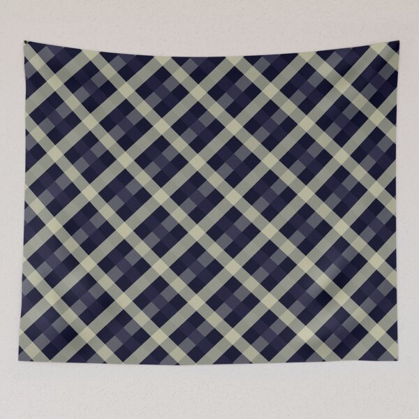 Item preview, Navy Blue, Light Beige, and Deep Charcoal Diagonal Gingham Pattern Design designed and sold by ModdiesColors.