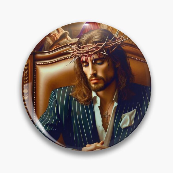 Item preview, Pondering and Contemplating Scarface Jesus in a Navy Pinstripe Suit designed and sold by jay-cack.