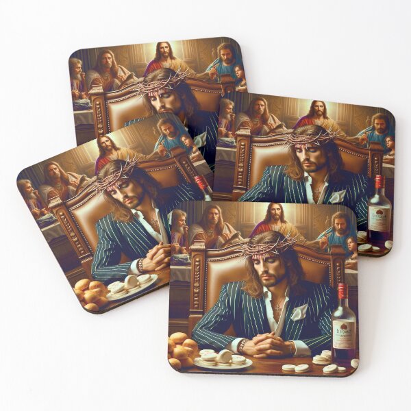 Item preview, Pondering and Contemplating Scarface Jesus in a Navy Pinstripe Suit designed and sold by jay-cack.