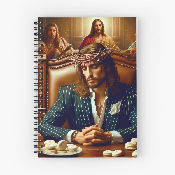 Item preview, Pondering and Contemplating Scarface Jesus in a Navy Pinstripe Suit designed and sold by jay-cack.
