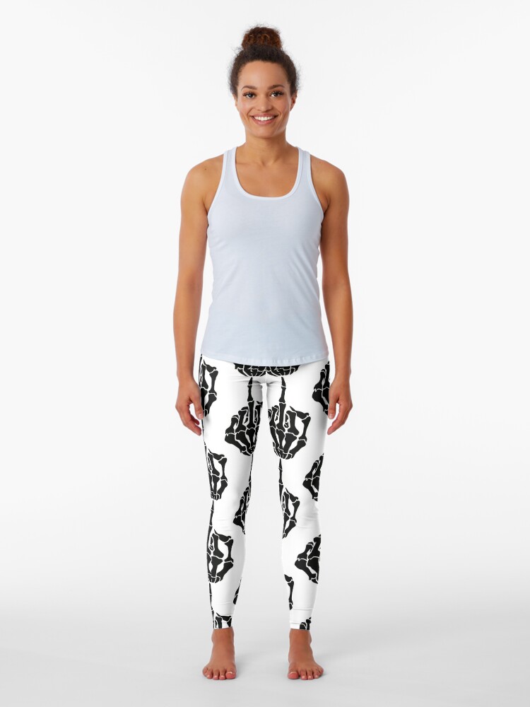 Skeleton Middle Finger | Leggings