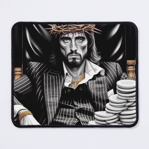 Item preview, Black-and-White Scarface Jesus II with Gold accents. designed and sold by jay-cack.
