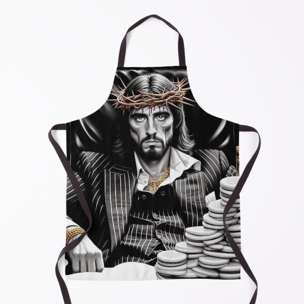 Item preview, Black-and-White Scarface Jesus II with Gold accents. designed and sold by jay-cack.