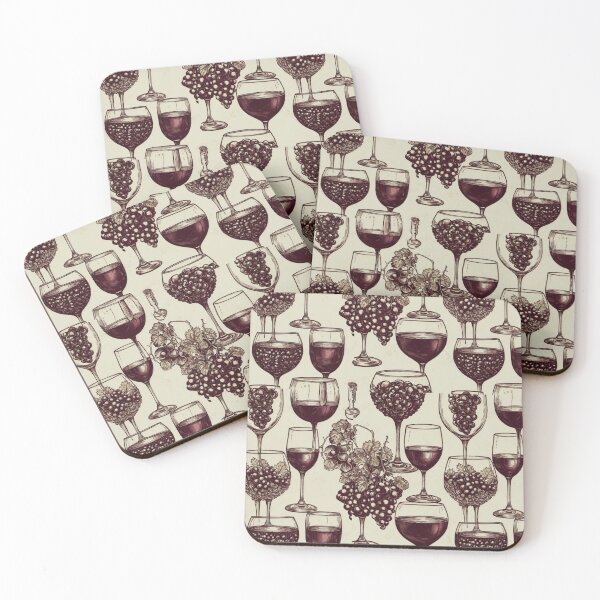 Item preview, Wine Glass Glasses Pattern Vino Grapes Toile designed and sold by Draculaura2009.