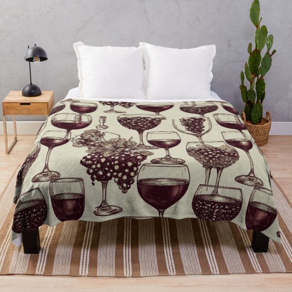 Item preview, Wine Glass Glasses Pattern Vino Grapes Toile designed and sold by Draculaura2009.