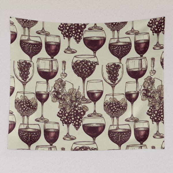 Item preview, Wine Glass Glasses Pattern Vino Grapes Toile designed and sold by Draculaura2009.