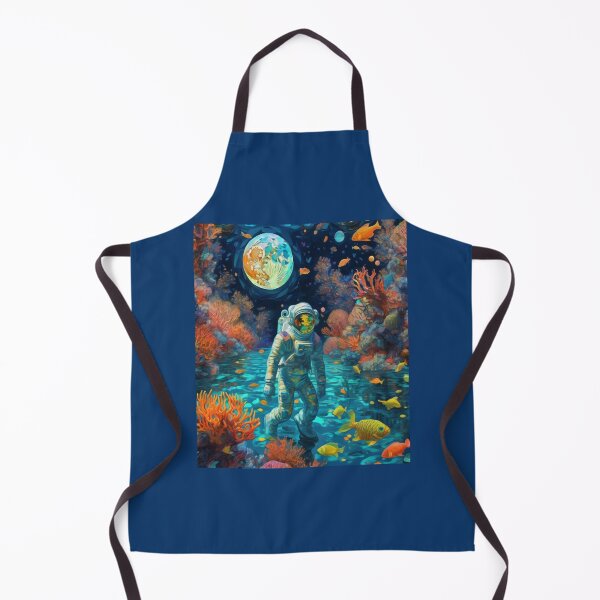 Artikelvorschau, „Verzauberte Unterwasserwelt: Ein Astronaut schwimmt zwischen fluoreszierenden Korallen und Kristallfischen unter einem schimmernden Riesenmond“ entworfen und verkauft von Artisticanvas.