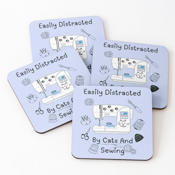 Item preview, Easily Distracted By Cats And Sewing - A Cat Sewing designed and sold by Wiss2Arts.