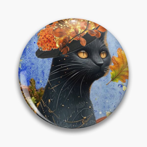 Item preview, Decoración de otoño con girasoles, gato negro y hojas de otoño para Halloween designed and sold by Edgot Emily Dimov-Gottshall.