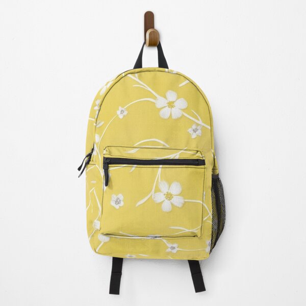 Item preview, Dainty White Flower Blossoms On Lemon Yellow Background designed and sold by burbankdesigns.